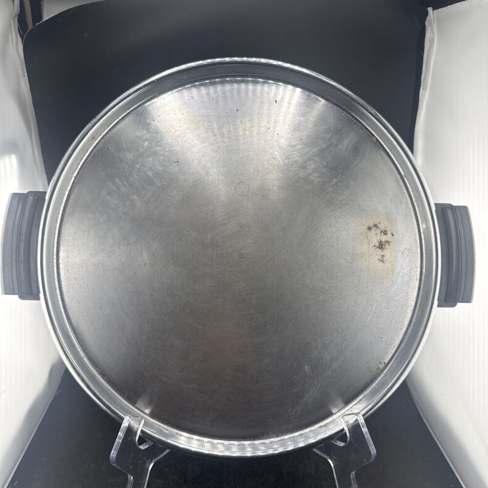Vintage 12" Stainless Steel Round Serving Tray Platter Dome Skillet Lid Handles